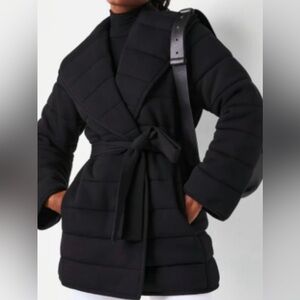 SPANX NWT AirEssentials Women's Black Belted Puffer Coat